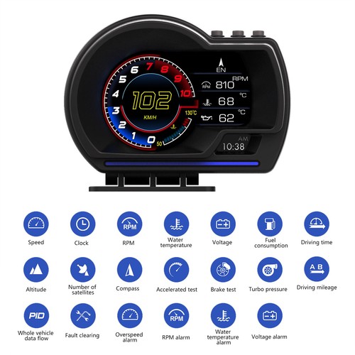 Car obd2 gps hud gauge - head, up